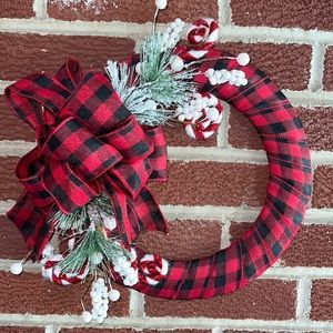 Red/Black Buffalo Check Candy Wreath.